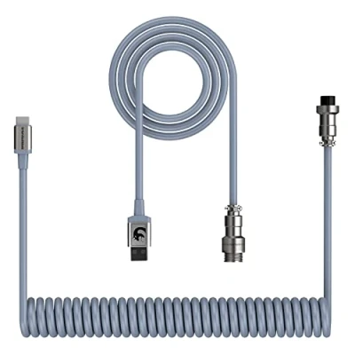 Image de XINMENG câble de Charge Type C, Clavier USB C avec connecteur d&#039;aviateur, Transmission Stable des données, Peut être utilisé pour Le Chargement ou la Connexion mécanique, Gris