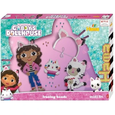 Image de Hama Perlen 7918 Coffret cadeau de perles à repasser Gabby&#039;s Dollhouse, avec environ 4000 Midi 5 mm diamètre, plaisir créatif pour petits et grands
