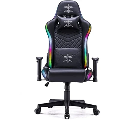 Image de BRIGROS La voglia di fare Reaper Chaise de Jeu Professionnelle avec Technologie LED RVB intégrée, Dossier inclinable, profils colorés Personnalisables Large Choix Couleurs (Noir)