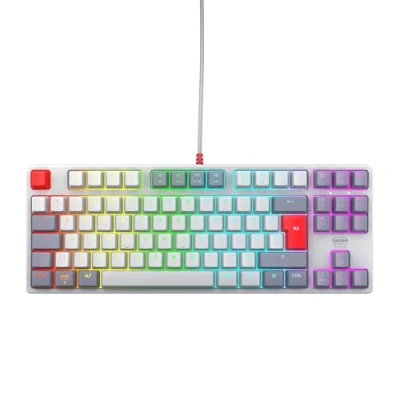 Image de CHERRY XTRFY K4V2 TKL, Clavier De Jeu Filaire sans Pavé Numérique, Disposition UK (QWERTY), Éclairage RGB Réglable, Commutateurs Mécaniques MX2A Red, Rétro