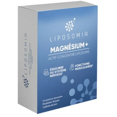 Image de Prescription Nature MAGNESIUM + LIPOSOMIA Complément Alimentaire, Fatigue et Système Nerveux Taurine, Vitamine B6, Magnésium Liposomé Fabrication Française 60 Gélules