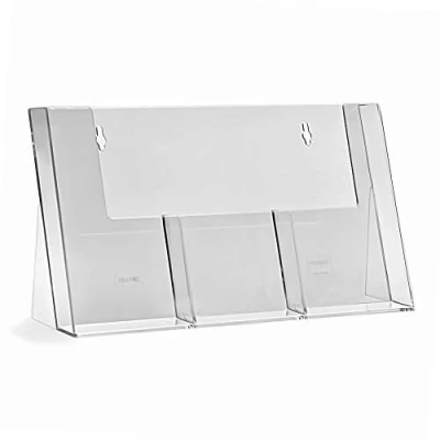 Image de TAYMAR Porte brochures de table avec 3 compartiments pour format DIN long (DL), transparent