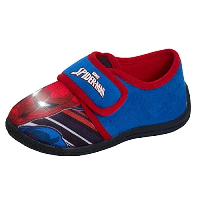 Image de Marvel Spiderman Pantoufles lumineuses Pour garçons Faciles à fixer Semelle antidérapante Clignotant l&#039;intérieur, bleu, 31 EU