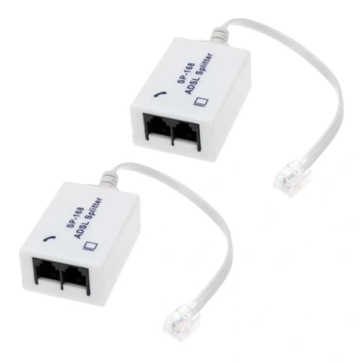 Image de Create idea Lot de 2 Séparateurs Filtre ADSL Adaptés à La Ligne Téléphonique 1 RJ11 6P4C 6P2C Mâle vers Double Femelle Adaptateur Convertisseur Modem