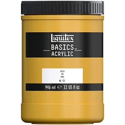 Image de Liquitex 8870372 Basics peinture acrylique, artistique monopigmentée, résistante à la lumière, qualité archive, finition satinée, pot de 946 ml Or