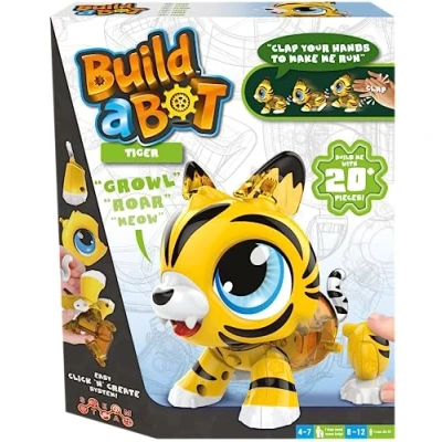 Image de Build a Bot: Tiger Construisez votre propre tigre interactif pour animaux de compagnie Système Easy Click &#039;n&#039; Create Kit robot STEM plus 20 pièces enfants À partir 4 ans