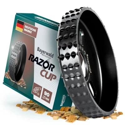Image de Bayerwald RazorCup Disque abrasif pour meuleuse d’angle, Ø 90 x 22,2 mm, ponçage rapide, latéral du bois et des matériaux en