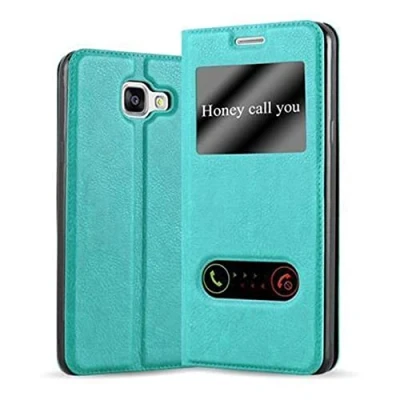 Image de cadorabo Coque pour Samsung Galaxy A3 2016 en Turquoise Menthe Housse Protection avec Stand Horizontal et Deux Fenêtres Portefeuille Etui Poche Folio Case Cover
