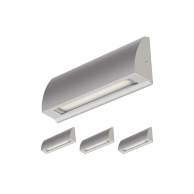 Image de ledscom.de 4 pièces Applique murale LED/éclairage d&#039;escalier SEGIN pour l&#039;extérieur, IP54, plat, downlight, gris mat, carré, 6,2 W, 566lm, blanc chaud