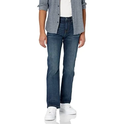 Image de Amazon Essentials Jean Bootcut à Coupe Droite Homme, Délavé Foncé, 32W / 28L