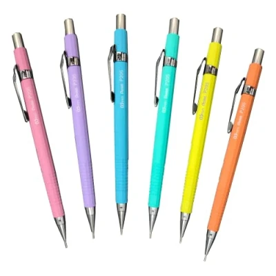 Image de Pentel P200 Series Portes mines technique gamme Pastel, 0,5 mm, Lot de 12 pcs couleurs corps assorties (2 bleu, 2 vert, rose, violet, orange, jaune)