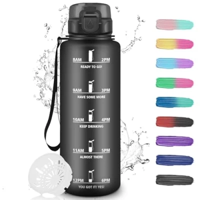 Image de Gourde 1,5l, Sport, Anti Fuite, Plastique, Motivation avec Slogan de Motivation, Graduée pour 1 Journee, Facile à Nettoyer, Bouteille d&#039;eau Running, Extérieur
