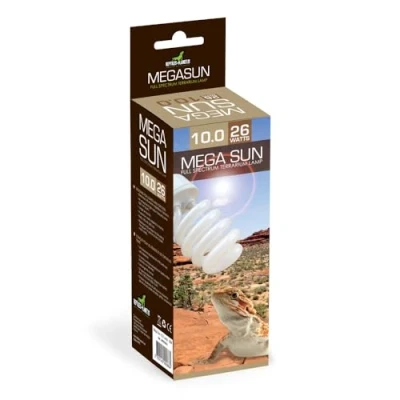 Image de Reptiles Planet Mega Sun 10.0 26 W Ampoule UVA UVB pour Reptiles, Blanc Chaud