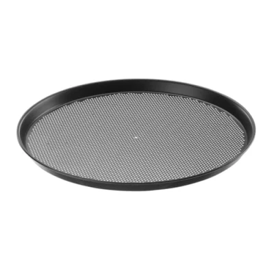 Image de HENDI Moules à pizza, plateaux de four ronds, perforées, idéaux pour une cuisson uniforme des pizzas, ø400x(H)25 mm, acier au carbone recouvert d&#039;oxyde fer