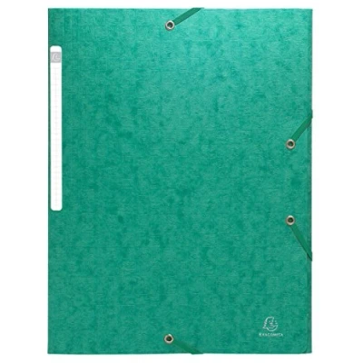 Image de Exacompta Réf. 55753E Paquet de 10 chemises à élastiques Scotten pochettes 3 rabats Maxi Capacity en carte lustrée gaufrée dim 24 x 32 cm pour documents au format A4 couleur vert