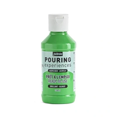 Image de Pébéo Pouring Expériences Peinture Acrylique Pré mélangée Prête à l&#039;emploi Idéal pour Fluid Art, Vert lumière, 118 ml