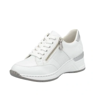 Image de Rieker Femme Frühjahr/Sommer N4322 Sneakers Basses, Blanc (Weiss/Weiss Silber/Argento/ 80 80), 37 EU