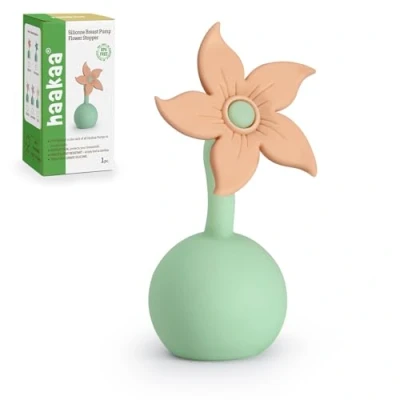 Image de haakaa tire lait manuel en forme de fleur (abricot) Fabriqué silicone qualité supérieure, sans BPA, compatible avec tous les