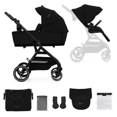Image de Poussette multifonctionnelle 2 en 1 KINDERKRAFT YOXI Légère et maniable imperméable avec filtre UPF50+ jusqu&#039;à 4 ans Noir