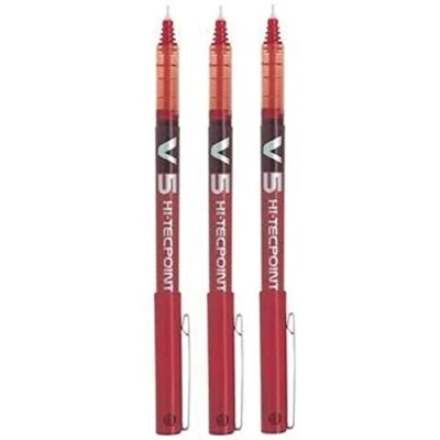 Image de Pilot BX V5 Hi Tecpoint Lot de 3 stylos roller à pointe extra fine 0,5 mm Largeur trait 0,3 Rouge