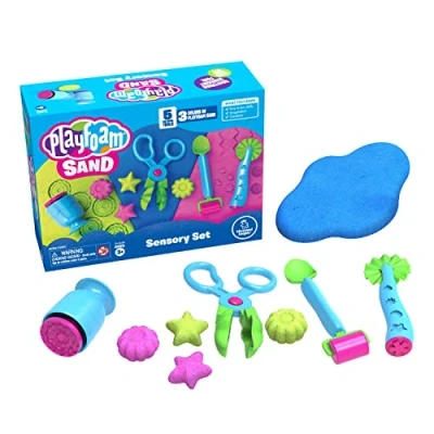 Image de Learning Resources Kit sensoriel de sable Playfoam , 3 couleurs avec 5 outils, à malaxer, mélanger et modeler, classe maternelle tout petits, cadeaux pour garçons filles,âges 3+