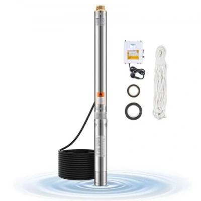 Image de Pompe Immergée pour Puits Profond VEVOR 550 W à eau en Acier Inox Débit 100 L/min Boîtier de Commande Externe IP68