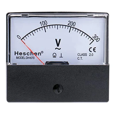 Image de Heschen Panneau de voltmètre analogique rectangulaire, style tensiomètre 670, 0 à 300 V CA, classe 2.5