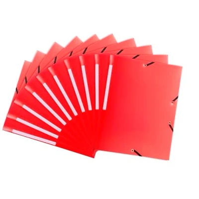 Image de Exacompta Réf. 55805e Lot de 10 Chemises à Élastique 3 Rabats Polypropylène 5/10e Opaque A4 Rouge
