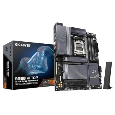 Image de GIGABYTE B850 AI Top Carte Mère Processeurs AMD Ryzen Série 9000, 16+2+2 Phases VRM numériques, jusqu&#039;à 8600MHz DDR5 (OC), 2xPCIe 5.0 + 1xPCIe 4.0 M.2, LAN 10GbE, WiFi 7, USB 3.2 Gen 2x2