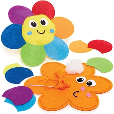 Image de Baker Ross Coussin Couture Enfant motif Fleurs Multicolore Lot de 2, Loisir Creatif (FC732)