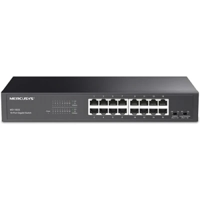 Image de MERCUSYS MS116GS TP Link Switch Gigabit 16 Ports, Montage de Bureau ou Rack, Plug &amp; Play, Priorité du trafic, Prévention la Boucle, Mode d&#039;isolation, Fonctionnement Silencieux, Boîtier