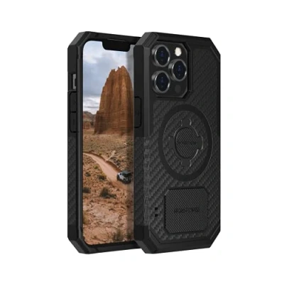 Image de Rokform Coque pour iPhone 13 Pro, Rugged Series, Dual Magnet Plus MagSafe Compatible, avec verrou RokLock Twist Lock, Protection testée Contre Les Chutes (Noir)