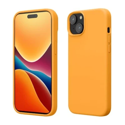 Image de kwmobile Coque pour iPhone 15 Housse de téléphone Fine en Silicone avec Surface Douce et Anti Choc Orange fruitée