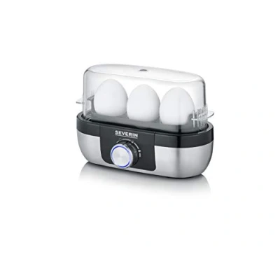 Image de SEVERIN Cuiseur à œufs 270 W, Appareil de cuisson pour 1 3 œufs, Doseur d&#039;Eau et Perce Œufs Inclus, Cuit avec contrôle électronique du temps cuisson, Inox, EK 3163