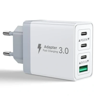 Image de Chargeur USB C, Prise C Multi 40W 4 Port Rapide iPhone 3.1A PD Type Adaptateur Secteur USBC pour 16 15 14 13 12 11 Pro Max X XS XR 8 7 6S Plus Mini, iPad,Samsung Galaxy
