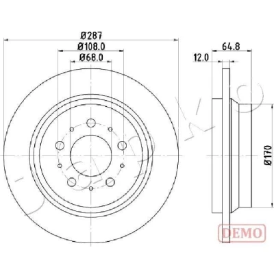 Image de JAPKO 610321C Disque de frein Essieu arrière 288 12 5 plein peint VOLVO: S60 I, V70 2, XC70 I Cross Country