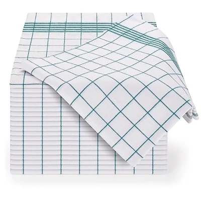 Image de Blumtal Torchons de Cuisine (Lot 5, 10 Ou 20) 50 x 70 cm Torchon Vaisselle avec Accroche 100% Coton Très Absorbant Lavable 95 Design Classique Carré (Vert, Lot