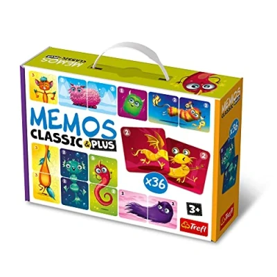 Image de Trefl Memos Classic &amp; Plus, Cute Monsters Jeu de Mémoire Educatif pour les Tout petits, Trouver des Paires et Triplets, Diverses Variantes Amusantes