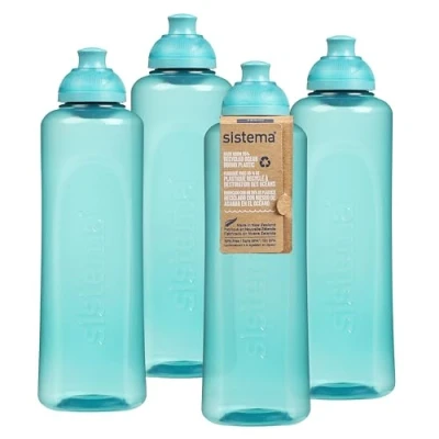Image de Sistema Twist &#039;n&#039; Sip Squeeze Sports Bouteilles d&#039;eau pour enfants 480ml Sans BPA Fabriqué à partir de plastique recyclé Pierre turquoise 4 comptes