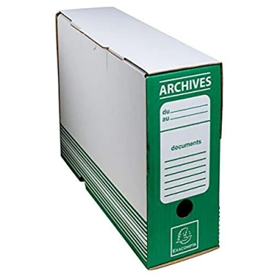 Image de Exacompta Réf. 261003H Carton de 50 boîtes archive en intérieur kraft Dos 80 mm Pour format A4 Dimensions 25 x 35 cm Couleur vert Livrées à plat