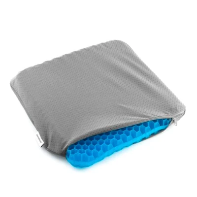 Image de InnovaGoods Coussin en Gel de Silicone nid d&#039;abeille Hexafresh, Polyester, Gris Bleu, 39 x 37 3 cm