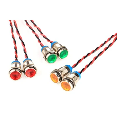 Image de Guuzi 6pcs 220V 230V 10mm LED Panneau Pilote Dash Avertissement Voyant Lampe Ampoules Directionnelles (Rouge/Jaune/Vert)