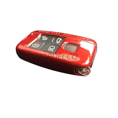 Image de Coque de protection en plastique rigide ABS 2 pièces, pour porte clés, à 5 boutons Range Rover Evoque Discovery Freelander Sport 2014, 2015, 2016 (rouge).