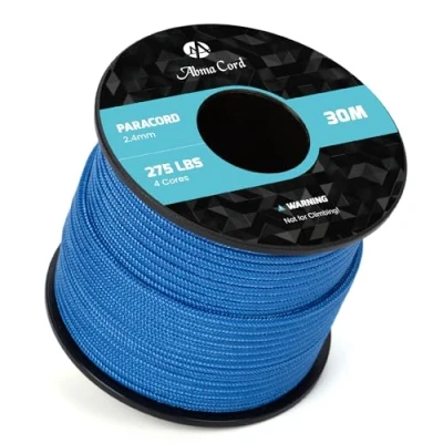 Image de Abma Cord 30M Paracorde 275 Corde en Nylon 2,4 mm 4 Brins de Survie, Extérieure, Tout Usage Max. 125kg (275lbs) Bleu Foncé