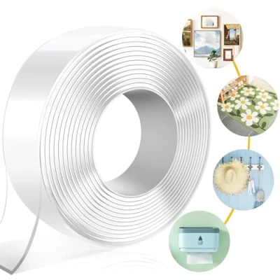 Image de MIMEIMIAI Ruban Adhésif Double Face Extra Fort, Accroche Tableau Sans Percer Puissant Transparent Multifonctionnel Réutilisable Lavable Pour Les Tapis et Voitures