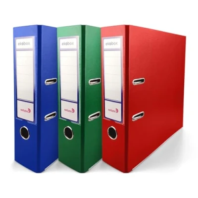 Image de Netuno 3x classeur à anneaux couleurs bleu rouge vert A4 mécanisme 2 8cm plastique éco d&#039;école pour documents de format levier