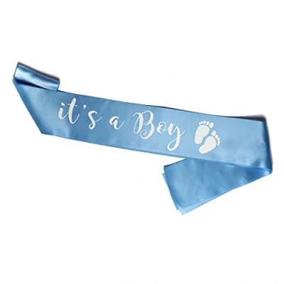 Image de OLILLY Echarpe It&#039;s a Boy pour Babyshower Garçon Fêter la Naissance d&#039;un Petit Mec (Bleu)