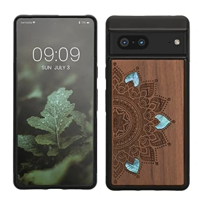 Image de kwmobile Housse Compatible avec Google Pixel 7 Coque Étui de Protection Rigide Antichoc Cadre en TPU Brun foncé
