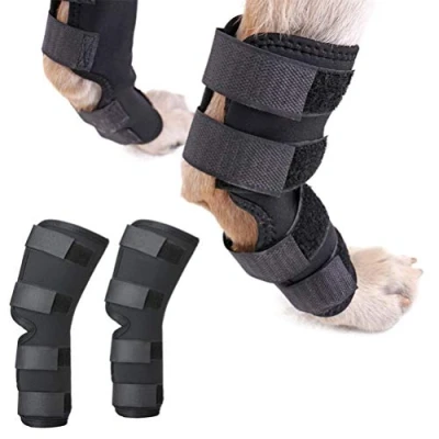 Image de Zunea Chien Canine Jambe arrière Hock Joint pour Le Lot de 2 Hind Wrap Protecteur Manchon Compression blessure des blessures et la guérison entorse d&#039;arthrite Noir L
