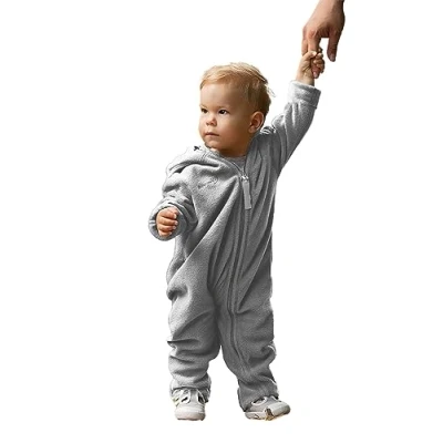 Image de HOPPEDIZ Combinaison Polaire pour Bébés et Enfants avec Trou le Pouce Revers aux Pieds 80 86 pierre